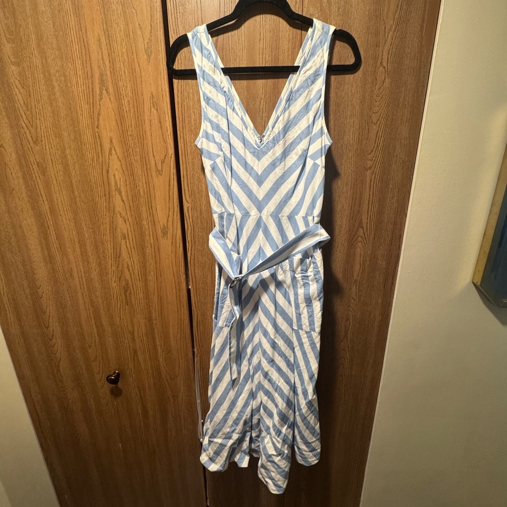 Kate Spade Blue and White Ruffled A-line Sundress